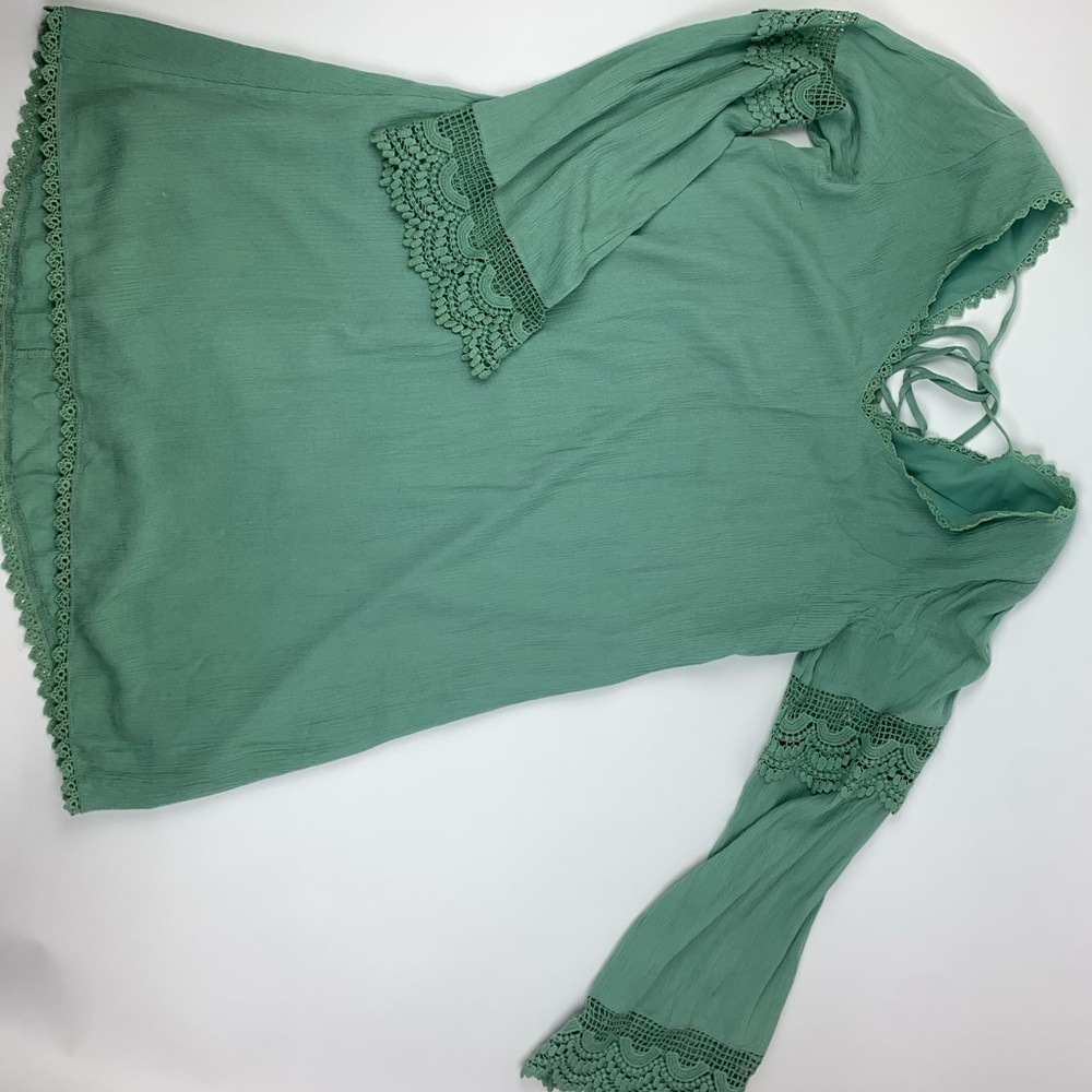 Boho Flowy Teal Knee Length Dress Size Large